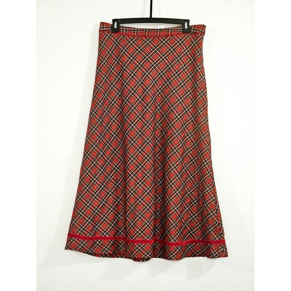 Vintage Red Plaid Midi Skirt - Basic Editions - Size 10 - Classic Holiday Look